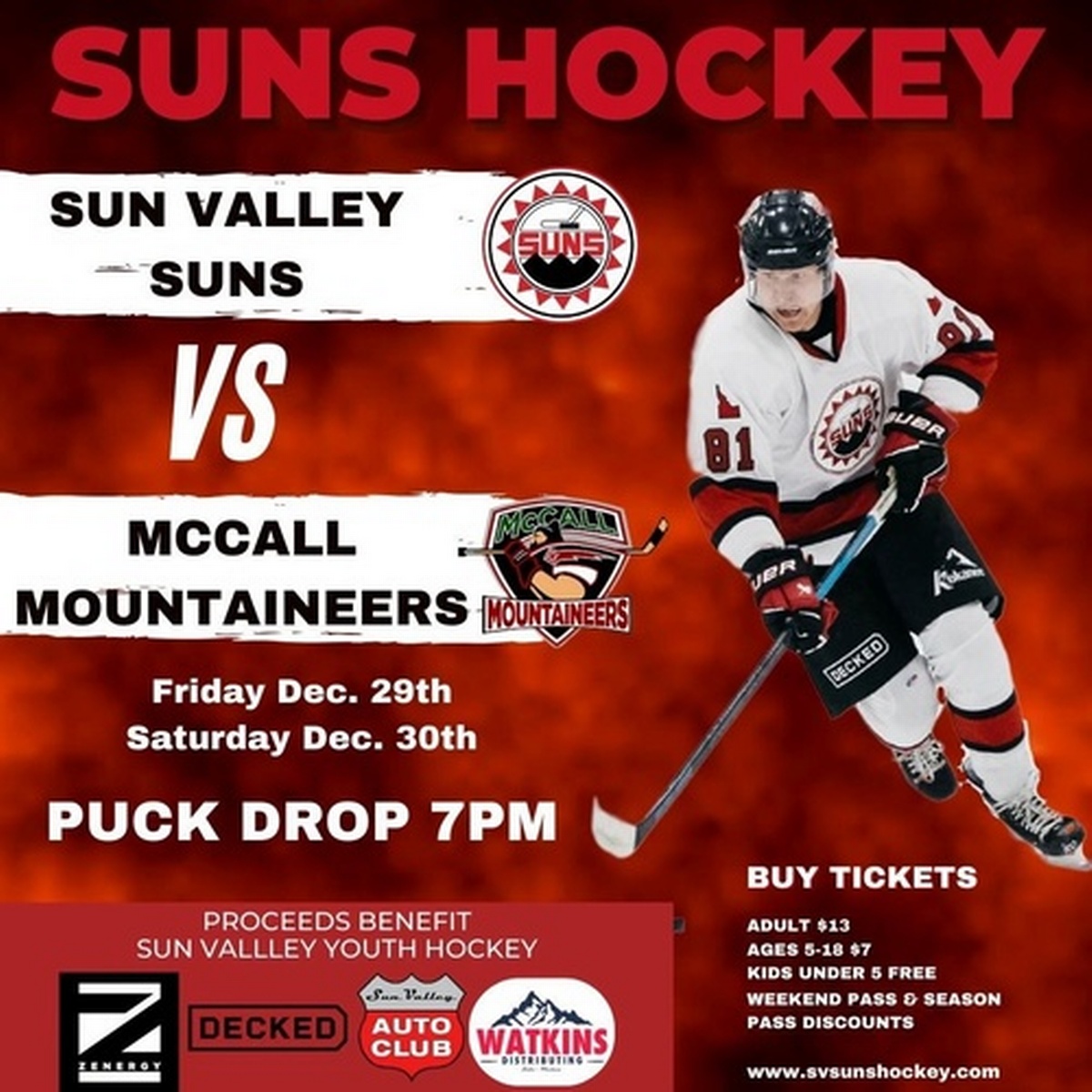 Hockey Sun Valley Suns v McCall Mountaineers Dec 29, 2023